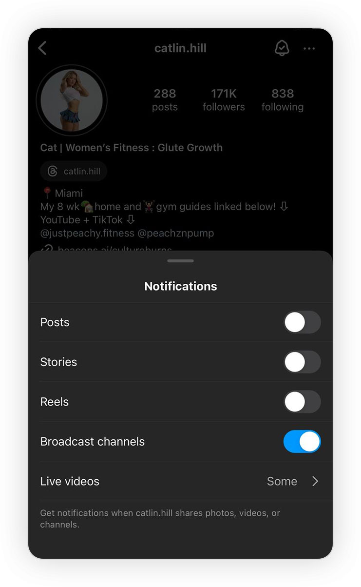 Enabling or Disabling Notifications for a Specific Account